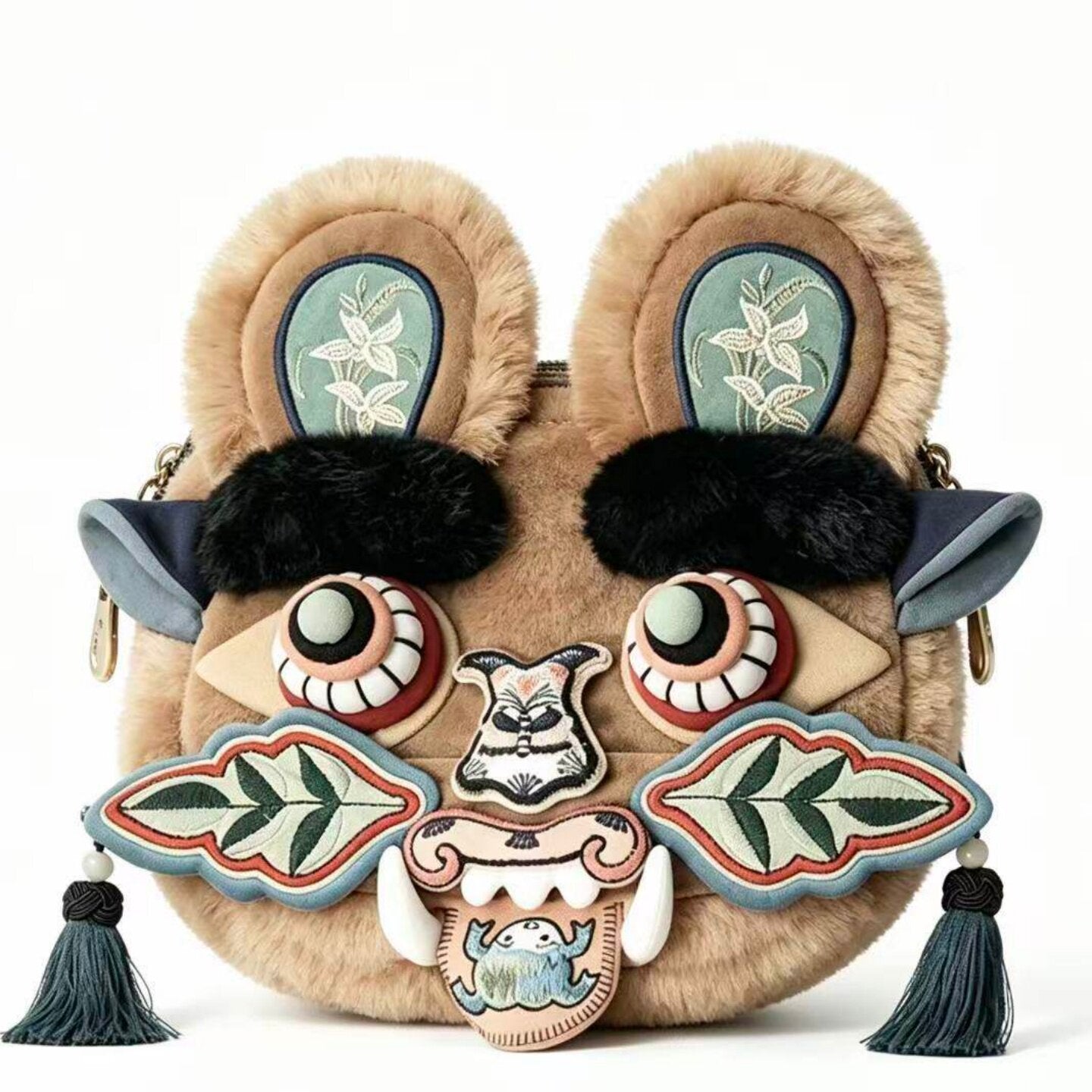 Chinese folk art intangible cultural heritage tiger head crossbody bag
