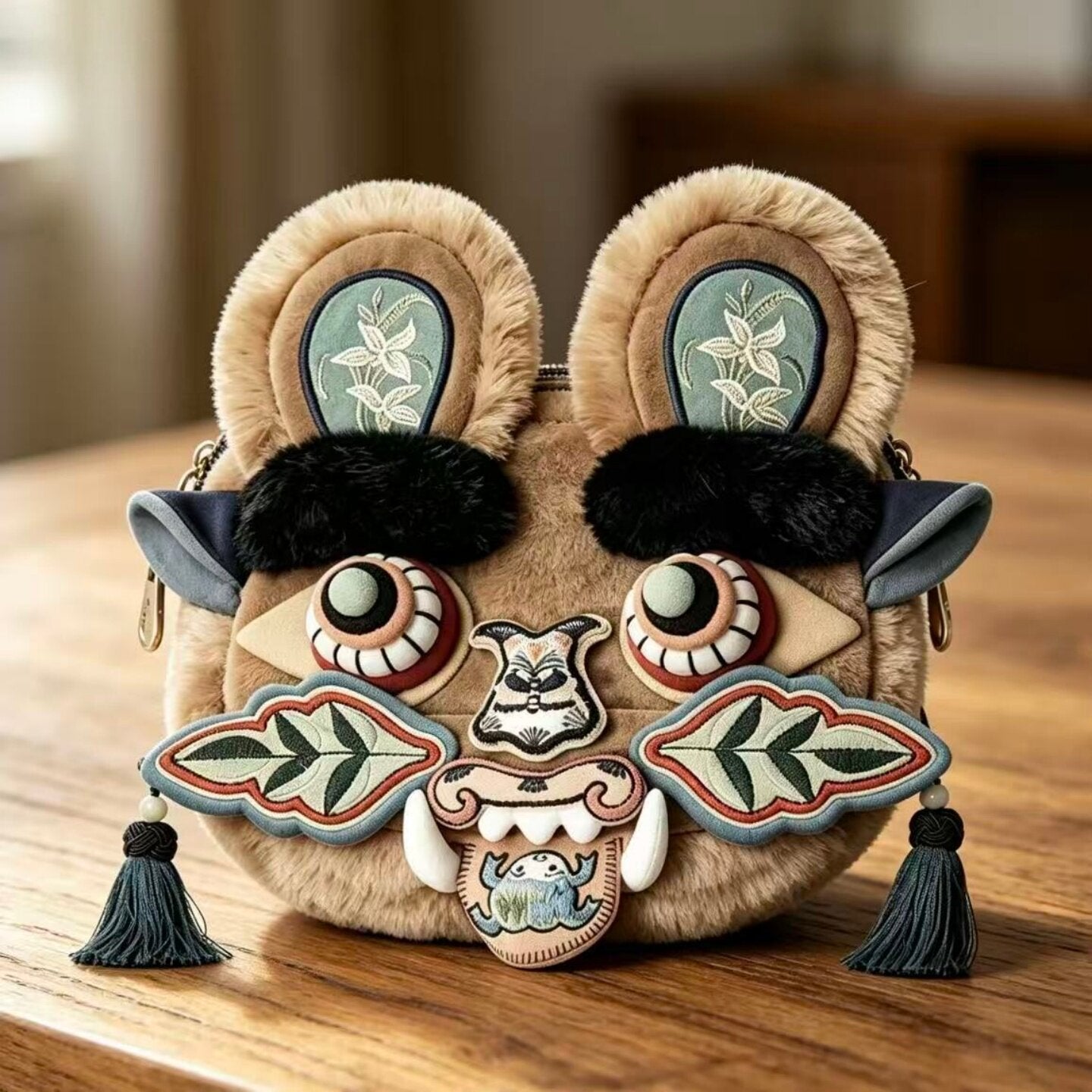 Chinese folk art intangible cultural heritage tiger head crossbody bag