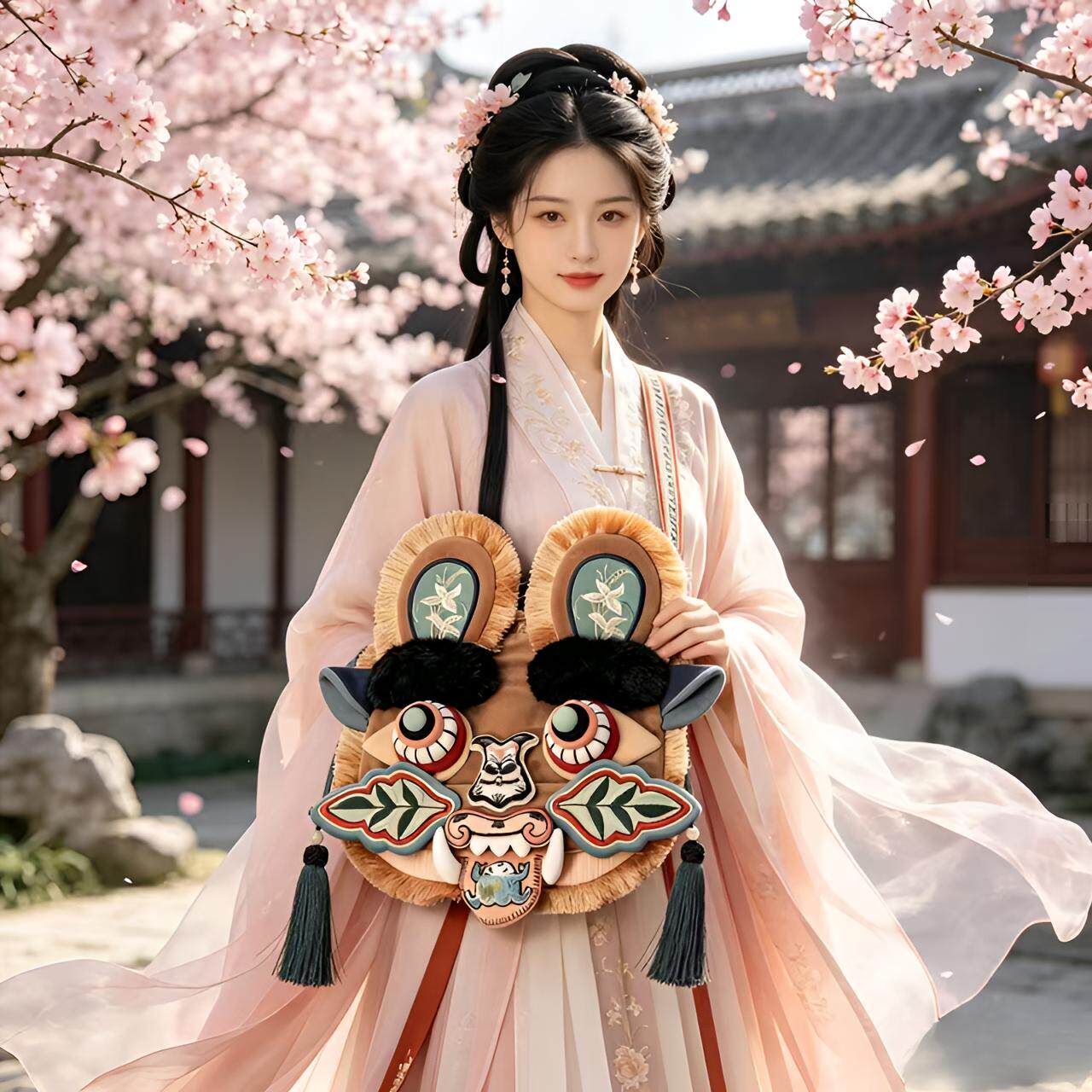 Chinese folk art intangible cultural heritage tiger head crossbody bag